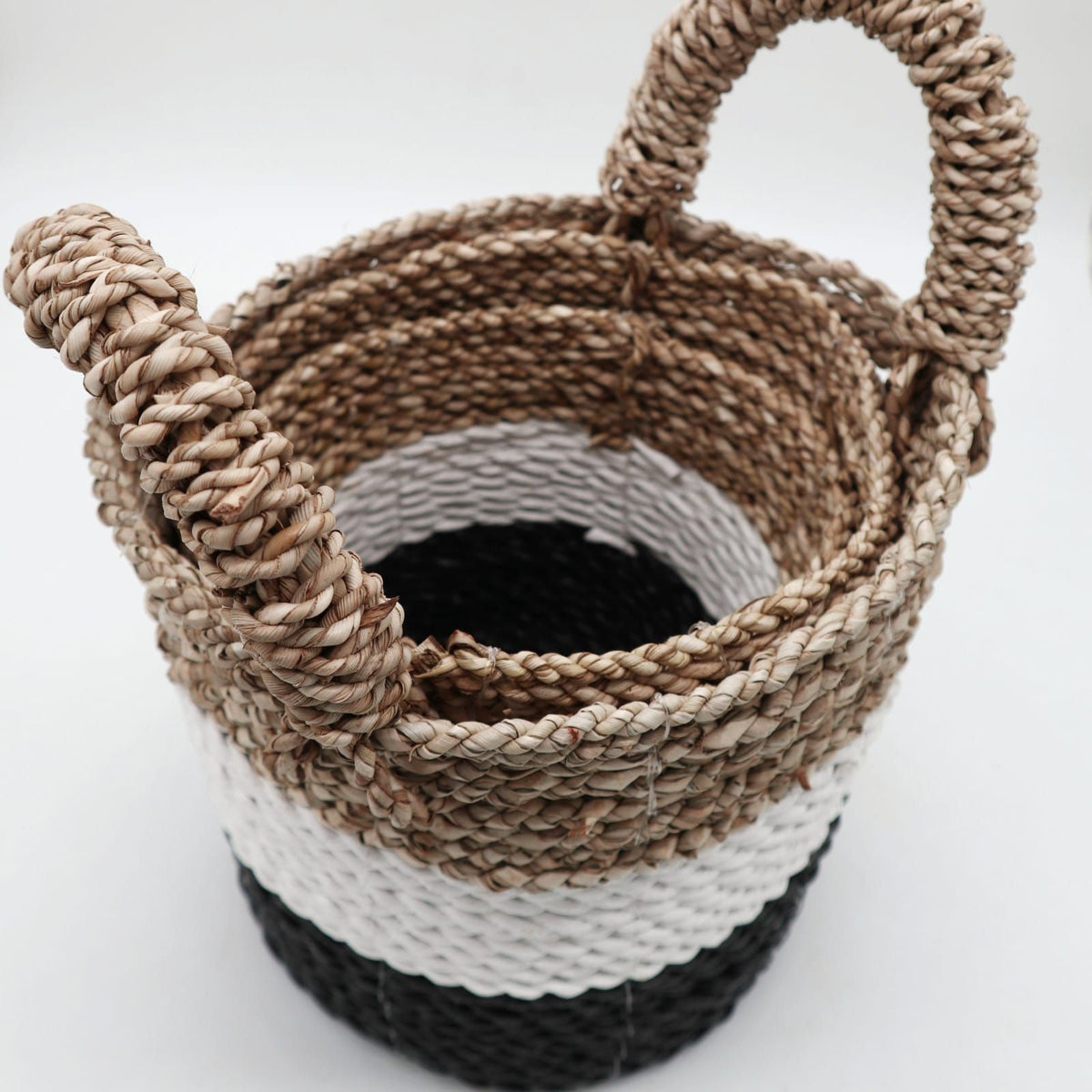 Seagrass Basket Set, 3 Pieces - Dark Grey, White, Natural – view 2