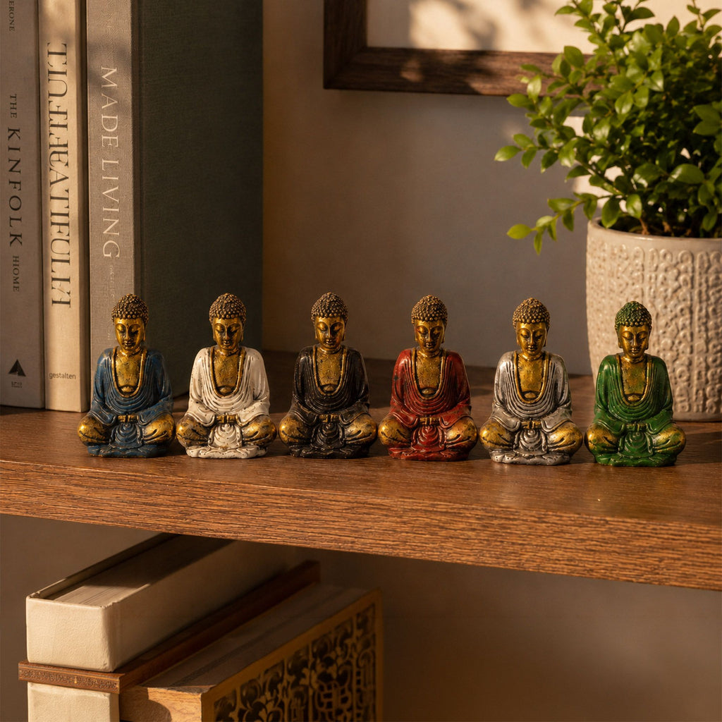 Gold Mini Buddha Statues - Assorted Colours, Set of 6 – view 3