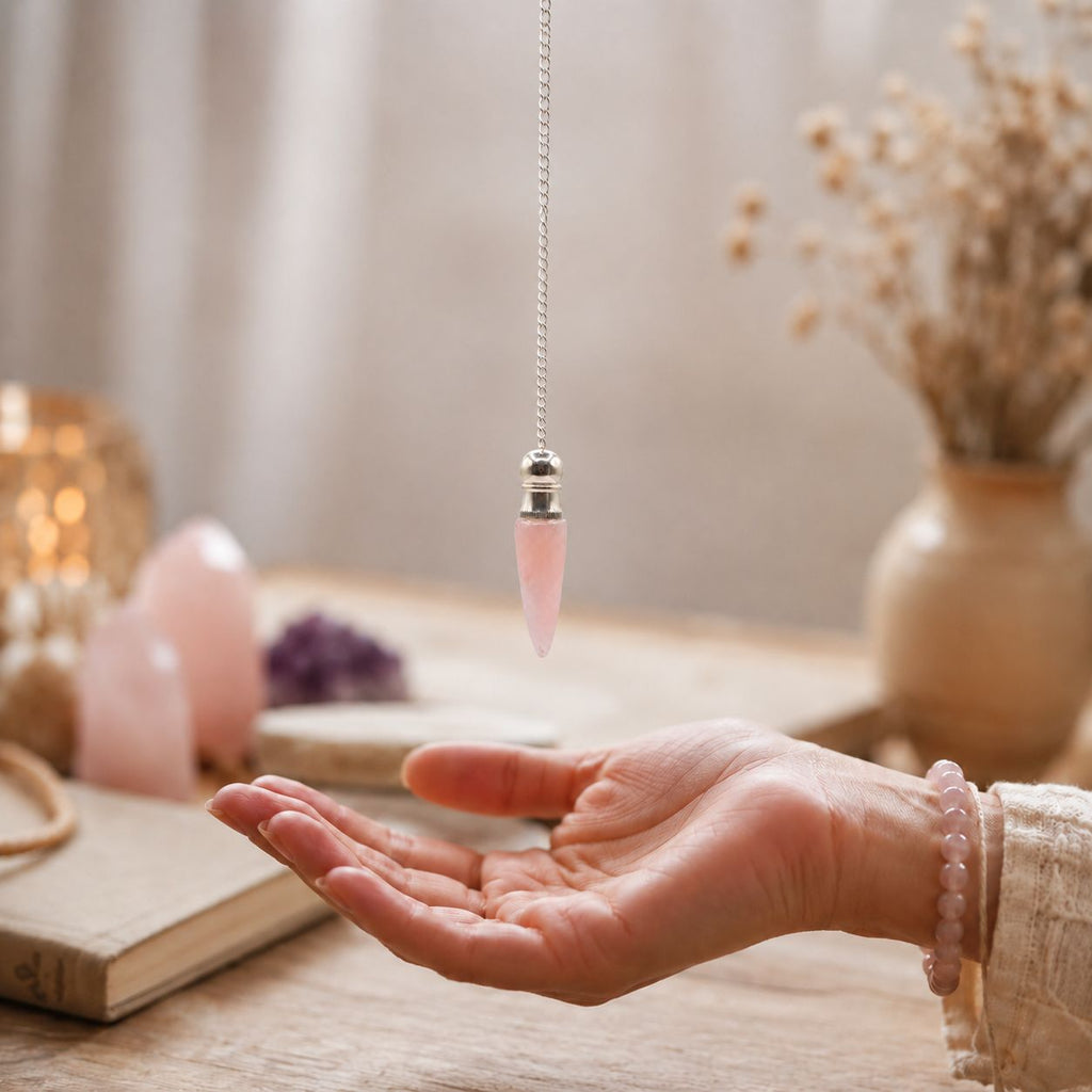 Secret Cavity Pendulum - Rose Quartz, Silver Plated – view 3