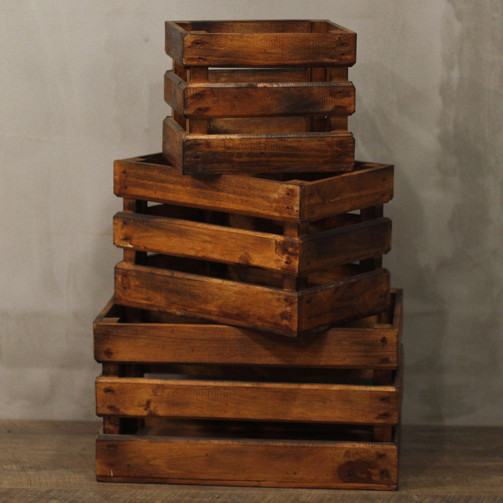 Set of 3 Wooden Storage Boxes - Brown – view 2