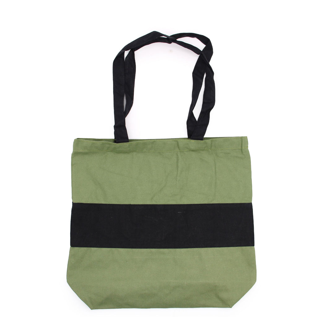 Two Tone Cotton Bag 38x42x12cm Green and Black