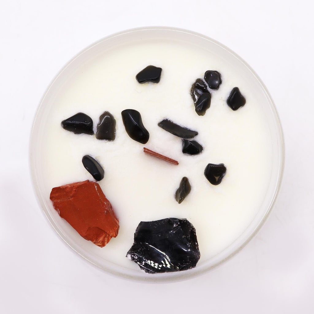 Root Chakra Crystal Candle - Black Oud with Red Jasper – view 5