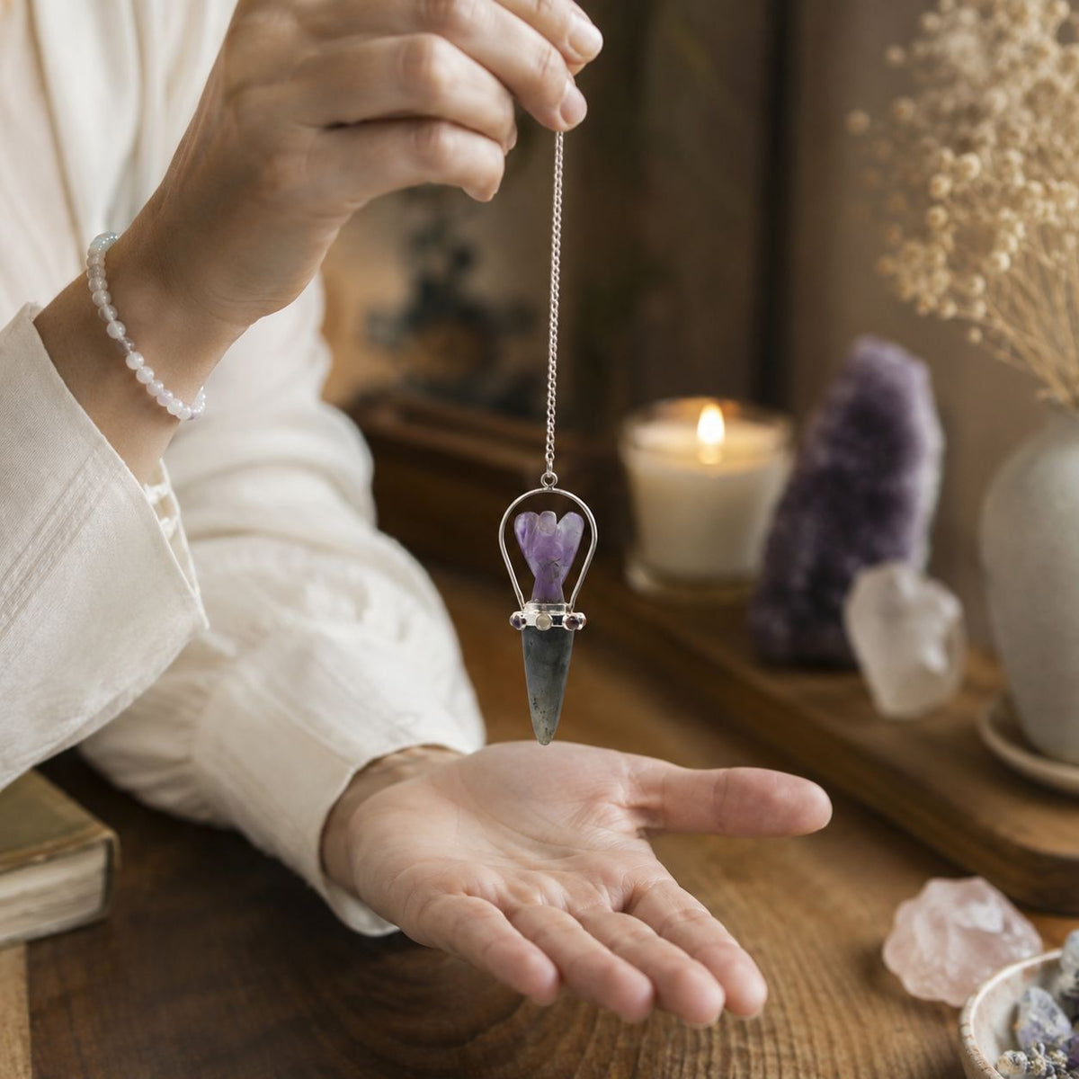 Veilwalker Angel Pendulum - Labradorite & Amethyst – view 2