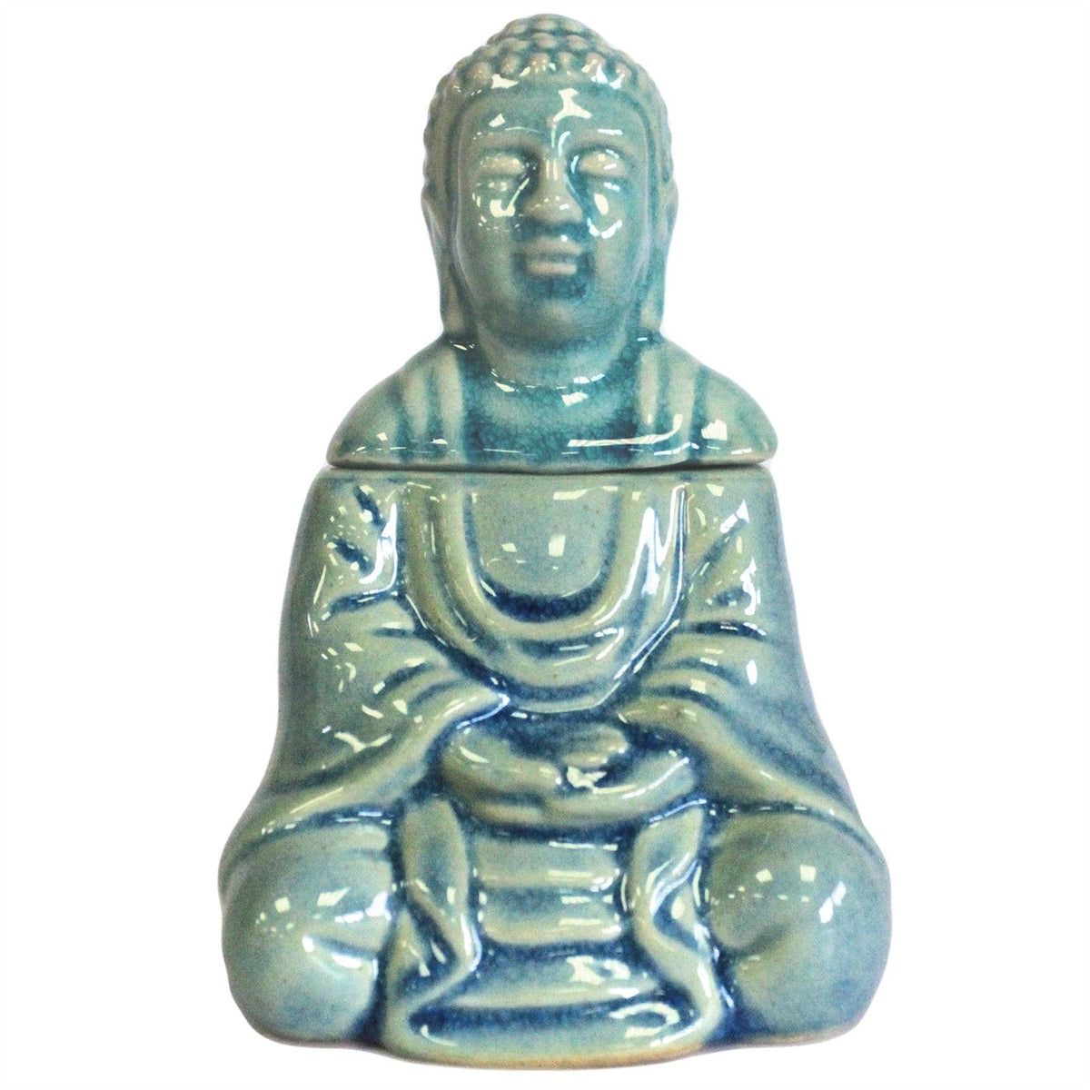 Sitting Buddha Ceramic Oil Burner - Blue – view 5