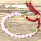 Rose Quartz Gemstone Bracelet, Gold-Plated Sliding Toggle – view 3
