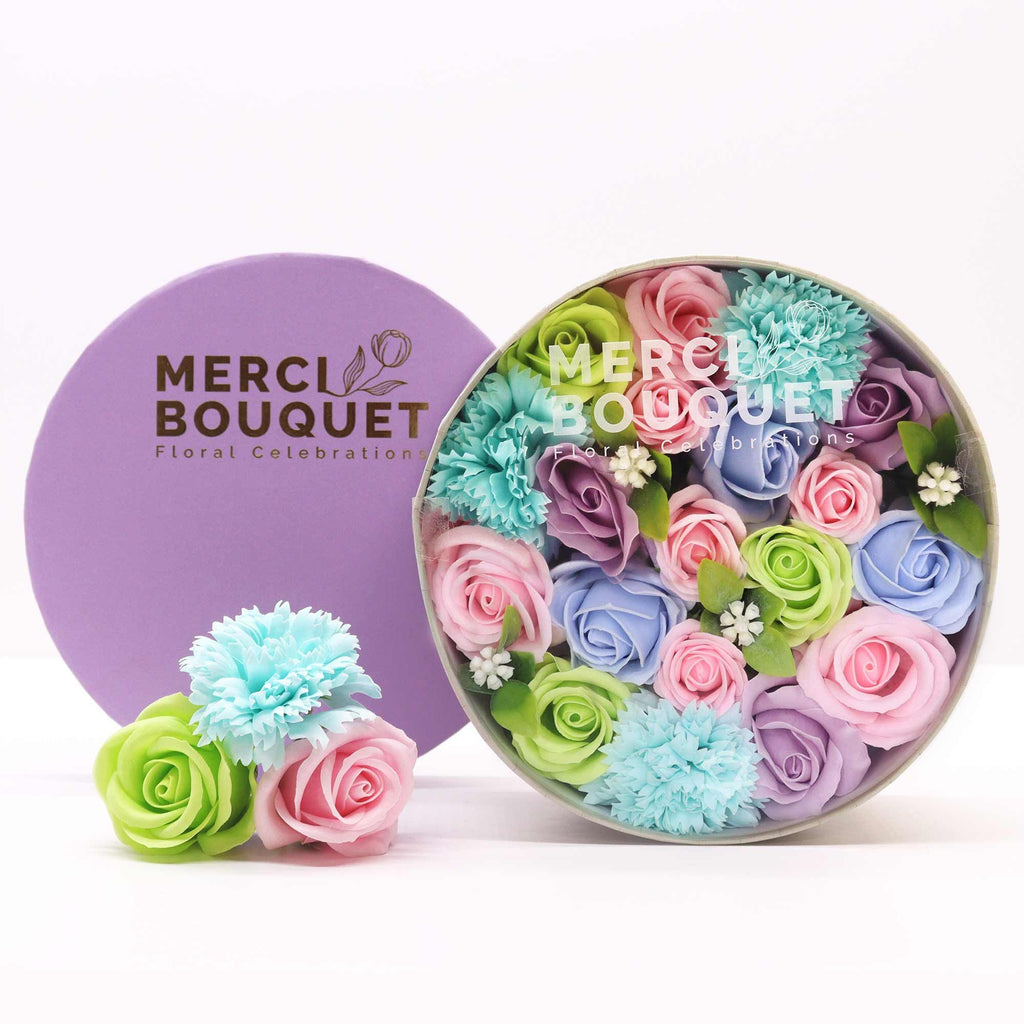 Round Soap Flower Gift Box - Baby Blessings Blue – view 4