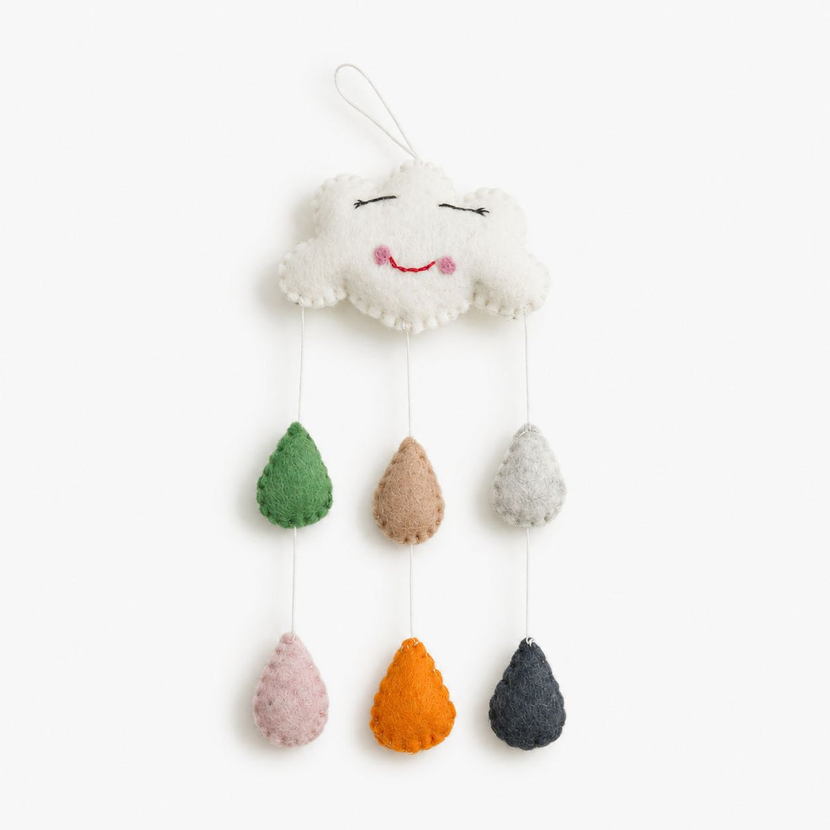 Handmade Felt Mobile, Mini Happy Clouds – view 3