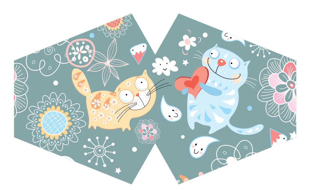 Reusable Fashion Face Covering - Happy Cats Print (Children) – view 3