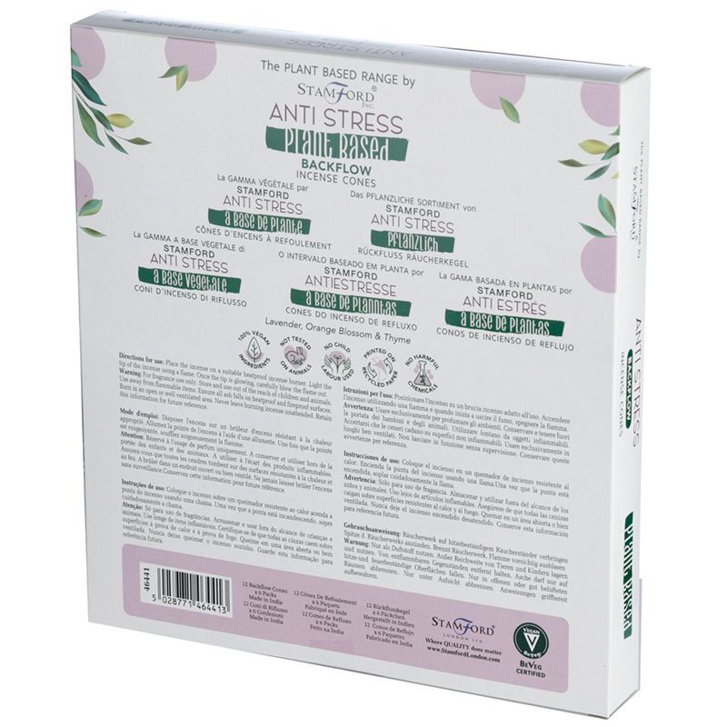 Stamford Backflow Incense Cones - Anti Stress, 12 Pack