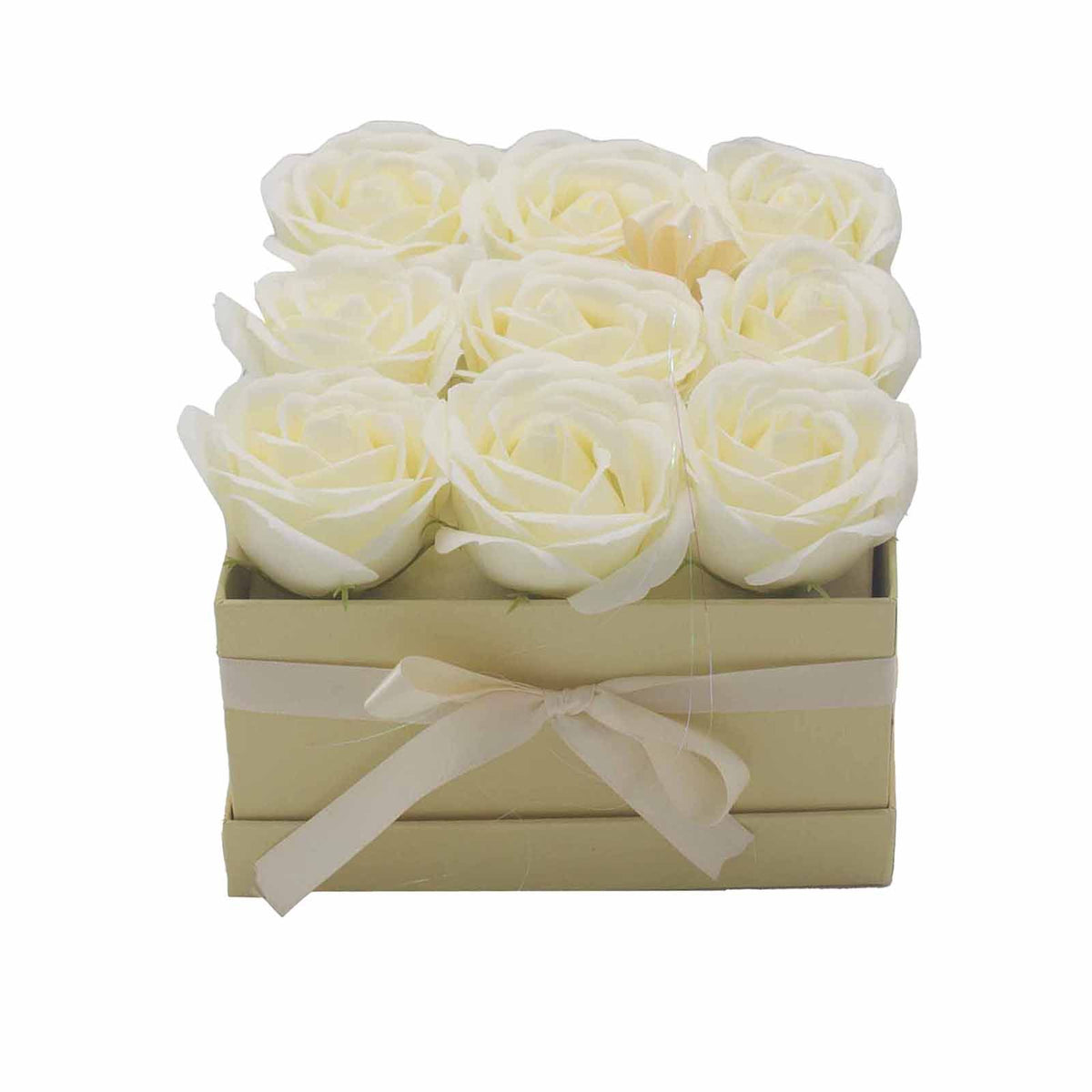 9 Cream Soap Roses Square Gift Box – view 2