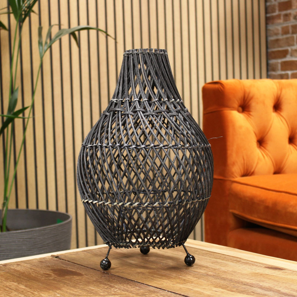 Rattan Table Lamp - Black – view 2