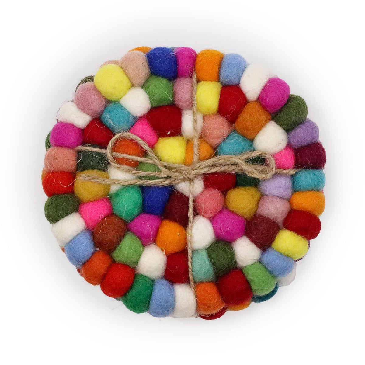 Felt Ball Round Coasters 10cm - Multi Colour (Set of 4) – view 2