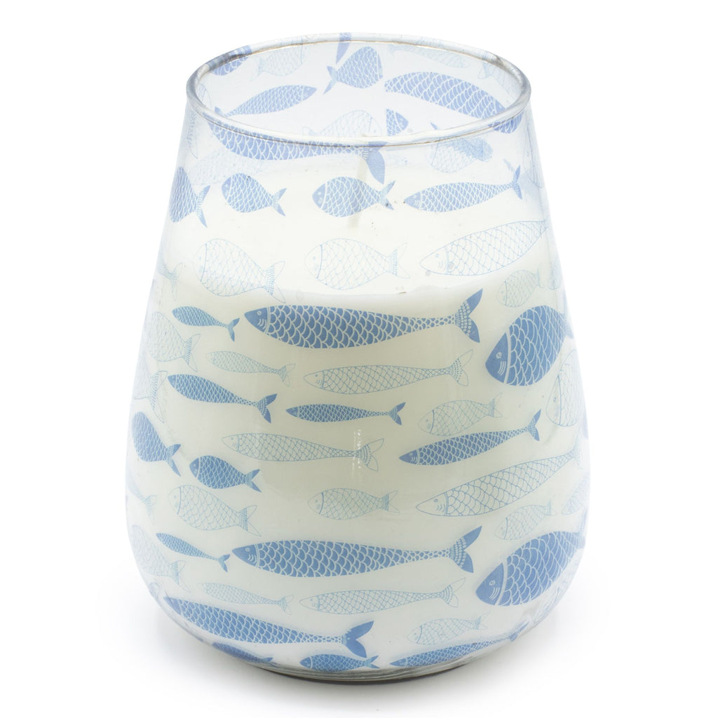 Tall Glass Jar Candle - Seabreeze Blue Fish – view 2