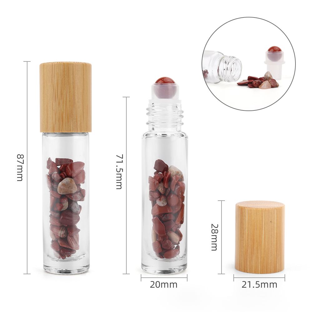 Red Jasper Roller Bottle with Wooden Cap, 5ml, 8.8cm