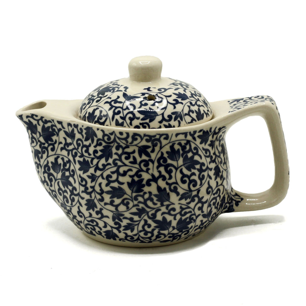 Small Herbal Teapot with Strainer - Blue Pattern – view 2