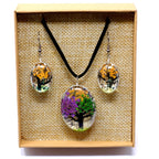 Tree of Life Pressed Flower Jewellery Set - Mixed Colours – view 3