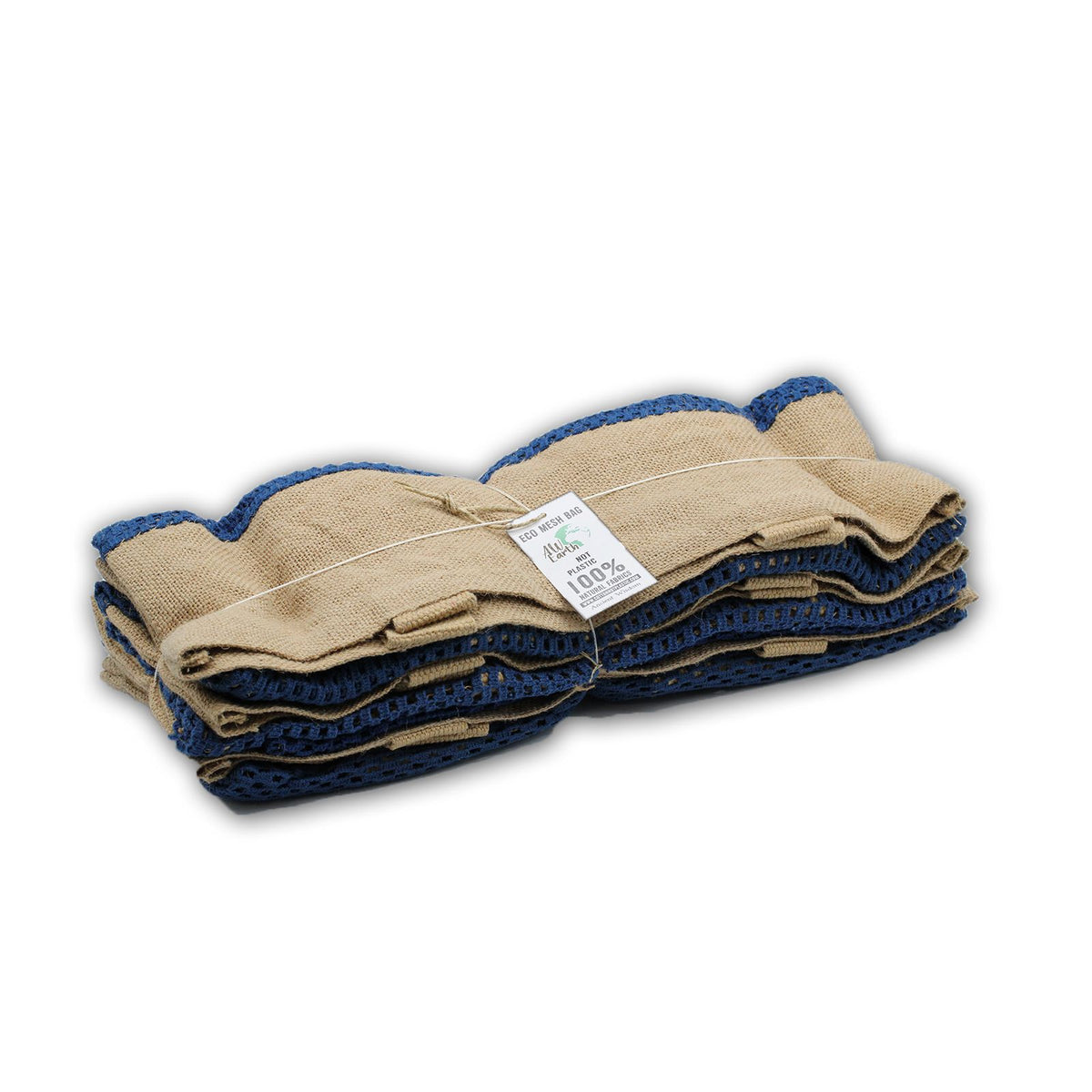 Cotton and Jute Mesh Shopping Bag, Denim – view 2