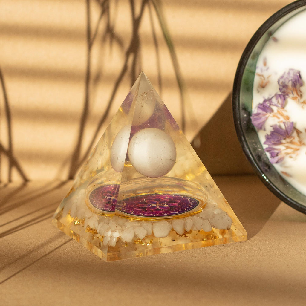 Orgonite Pyramid 7.5cm - Floating Quartz Sphere
