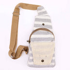 Natural Cotton Cross-Body Bag – Grey & White – view 3