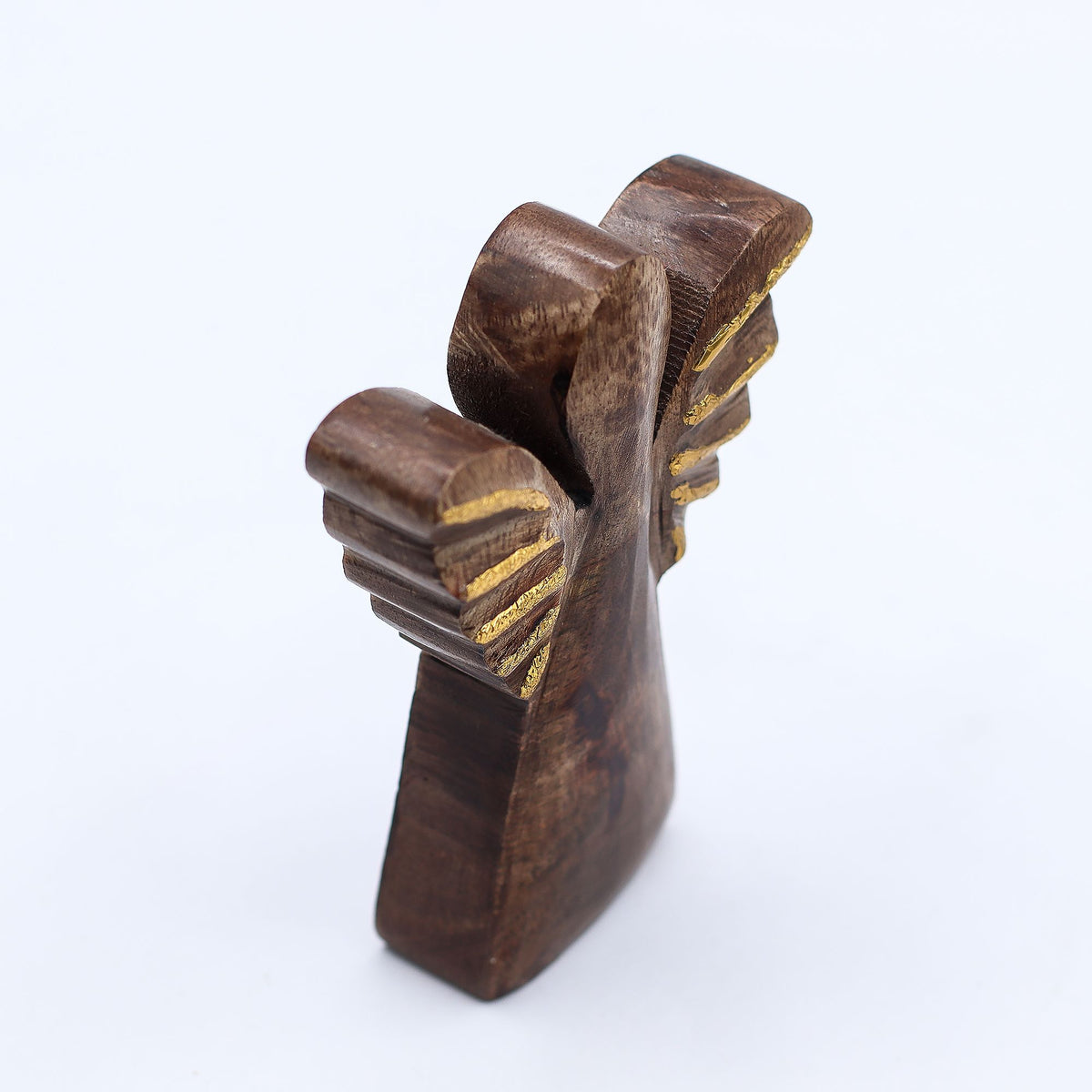 Small Mango Wood Angel - Gold Wings, 12cm – view 2