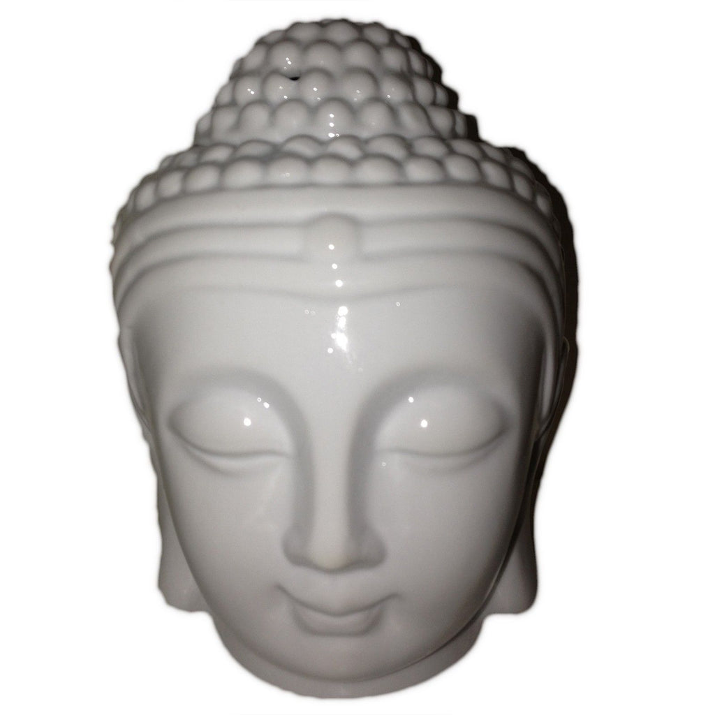 Buddha Head Ceramic Oil Burner - White – view 2