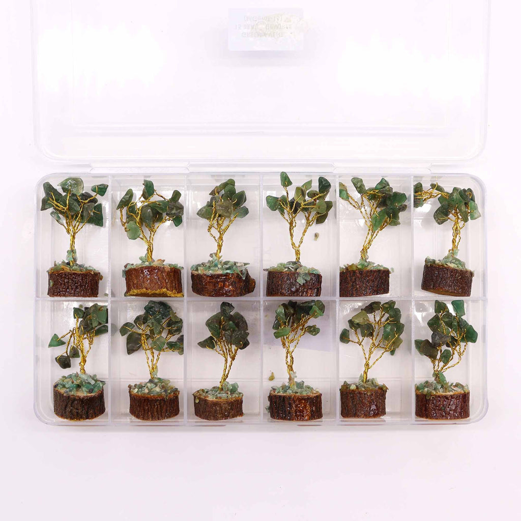 Green Aventurine Mini Gemstone Tree on Wood Base, 15 Stones – view 5