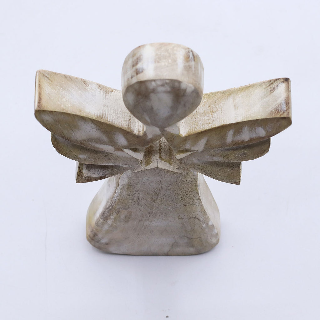 Mango Wood Angel - Whitewash, Star Cut-Out – view 4