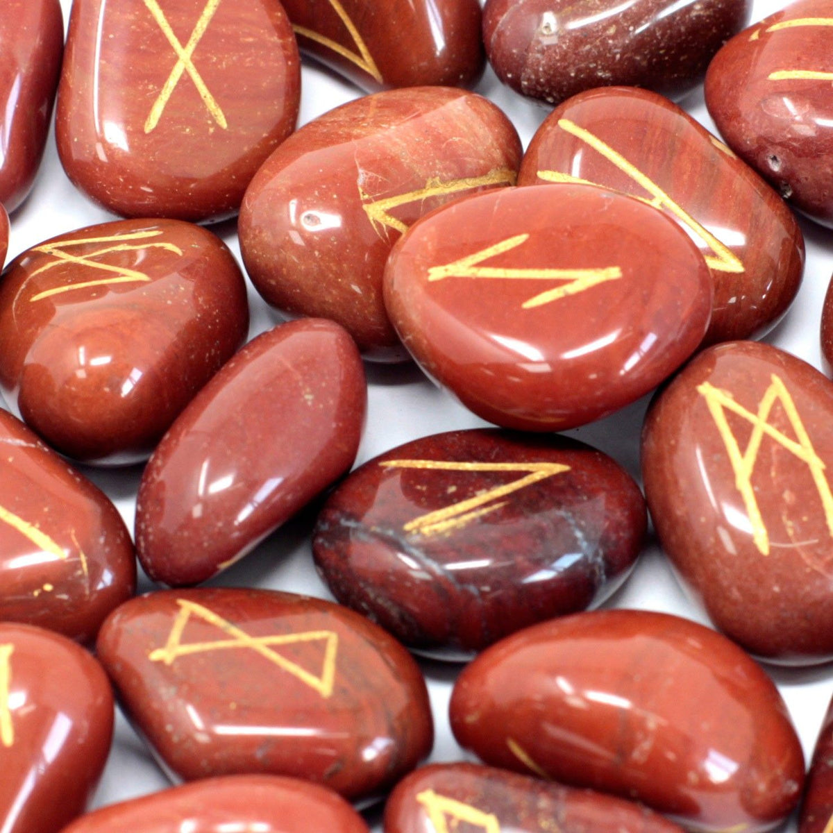 Red Jasper Rune Stone Set in Cotton Pouch