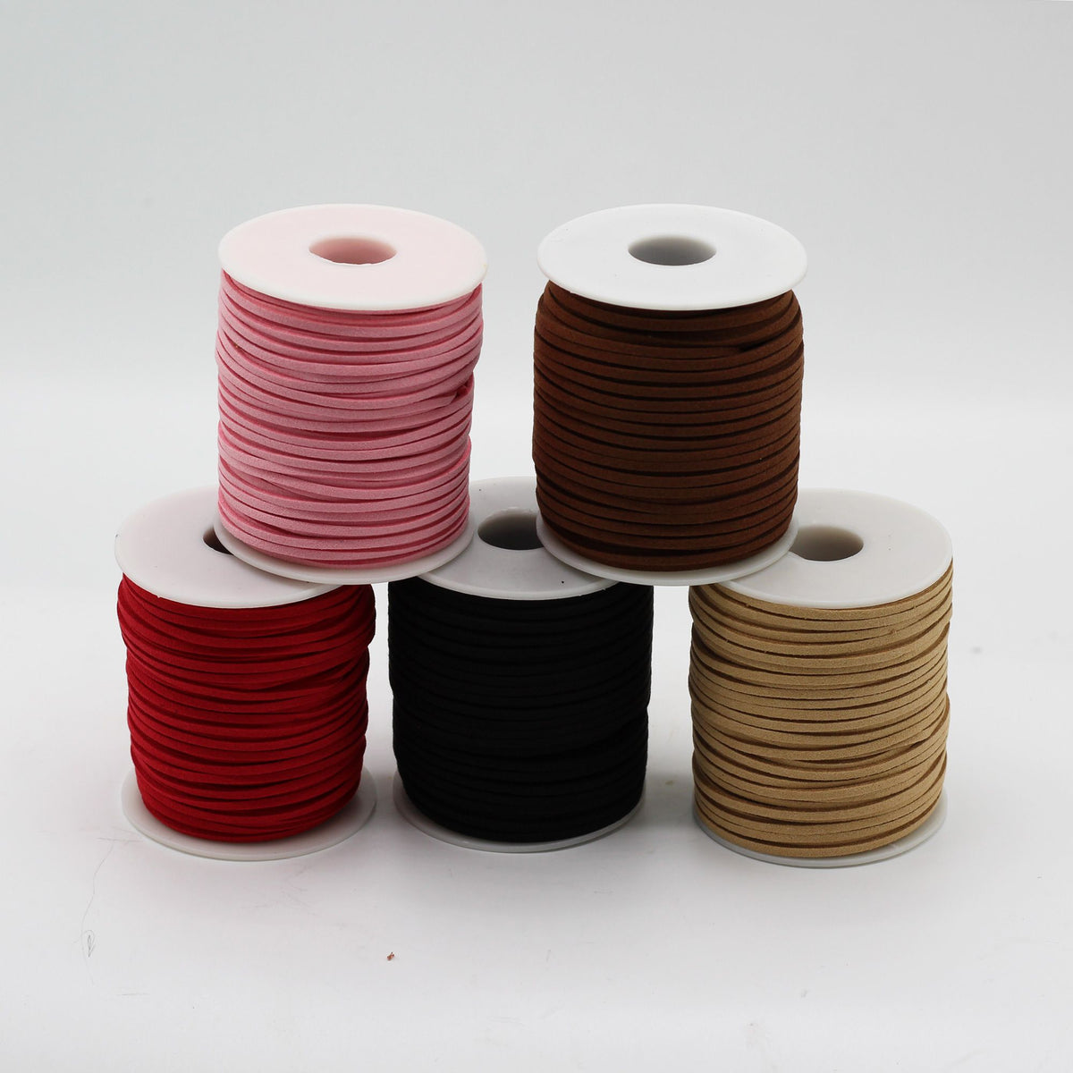 Dark Brown Faux Suede Bulk Pendant Cord Roll - 2.5mm x 45m – view 2