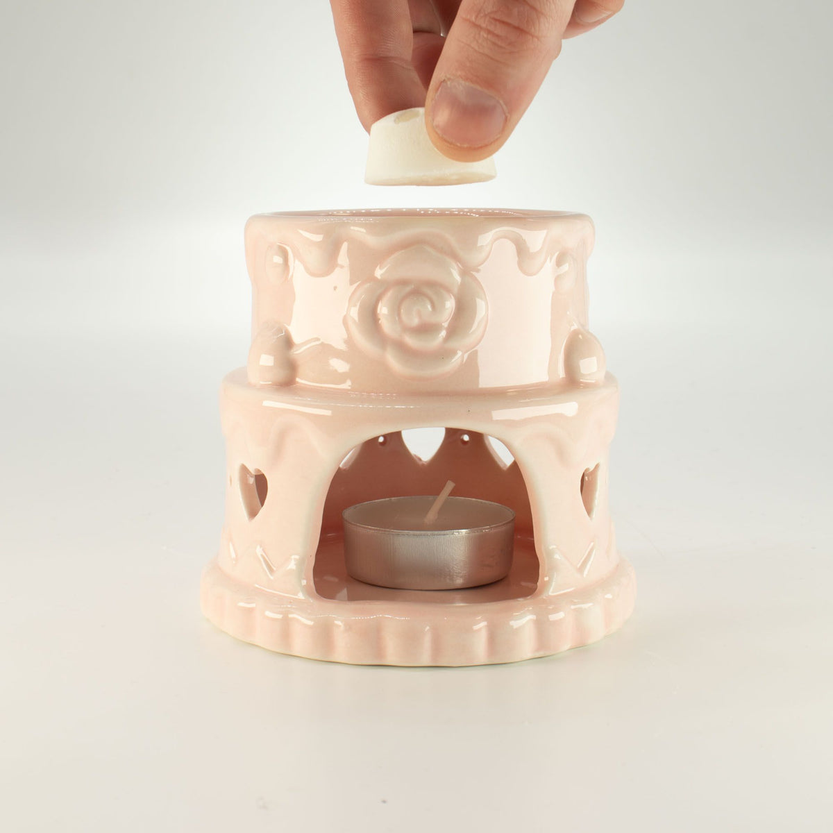 Ceramic Cake Oil Burner - Hearts - Pink – view 5