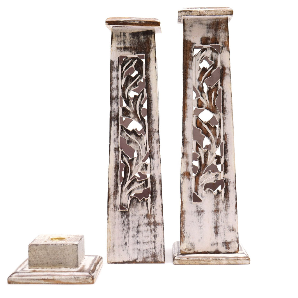 Washed Tapered Mango Wood Incense Tower 30cm