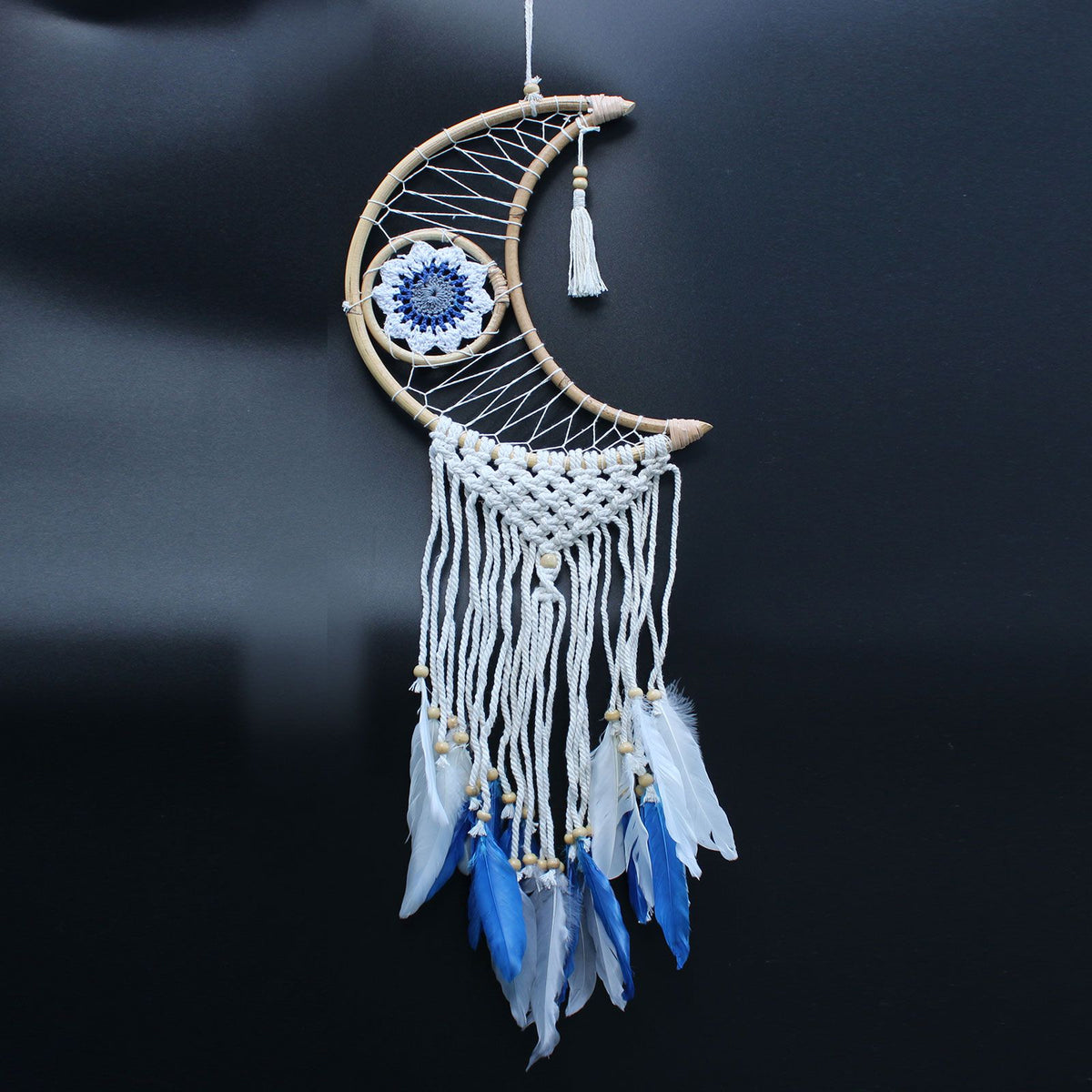 Macrame Moon Dream Catcher - Assorted Colours – view 8