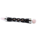 Spiral Carved Healing Wand with Copper Pipe and Rose Quartz