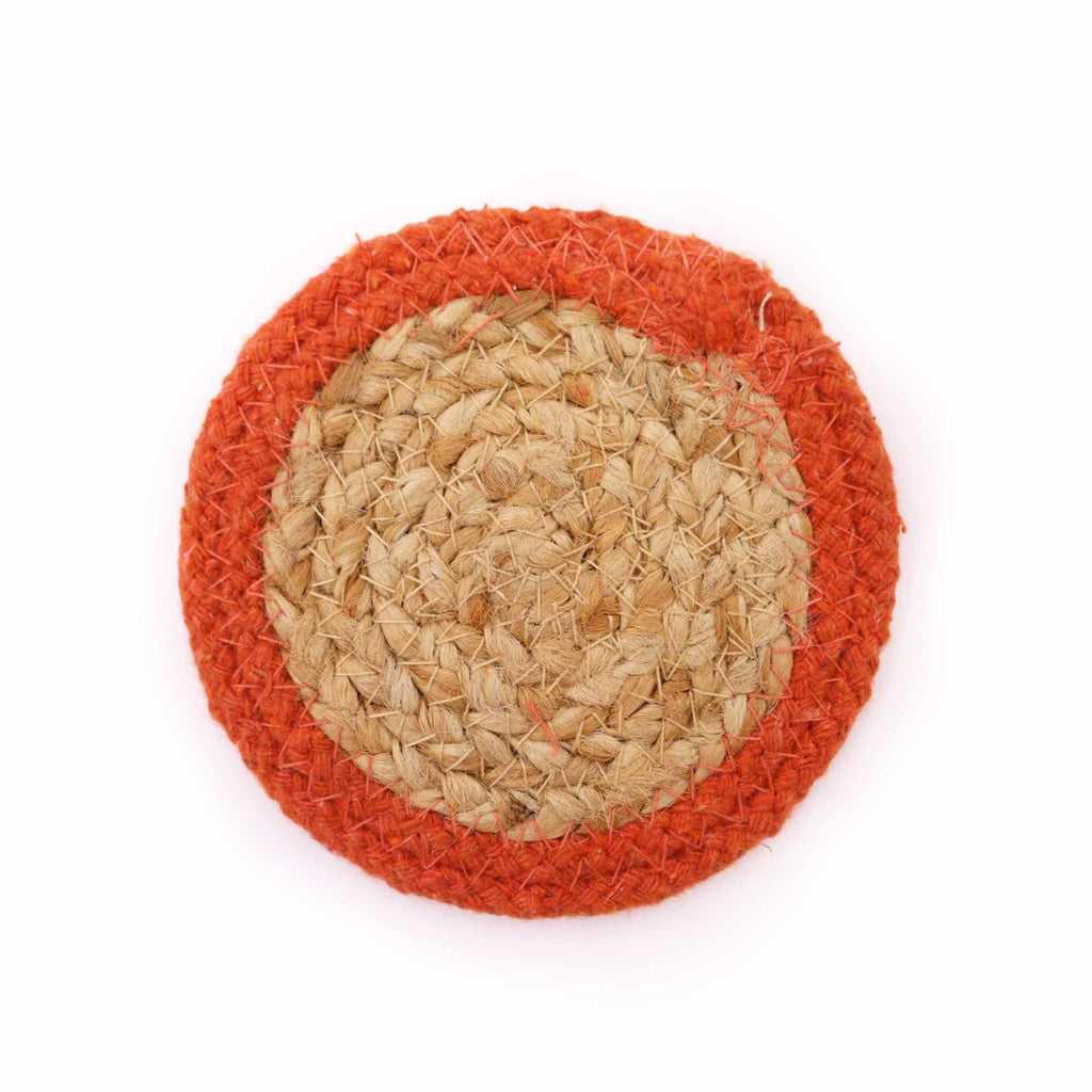 Jute & Cotton Coasters, Mixed Colours, Set of 6 – view 6