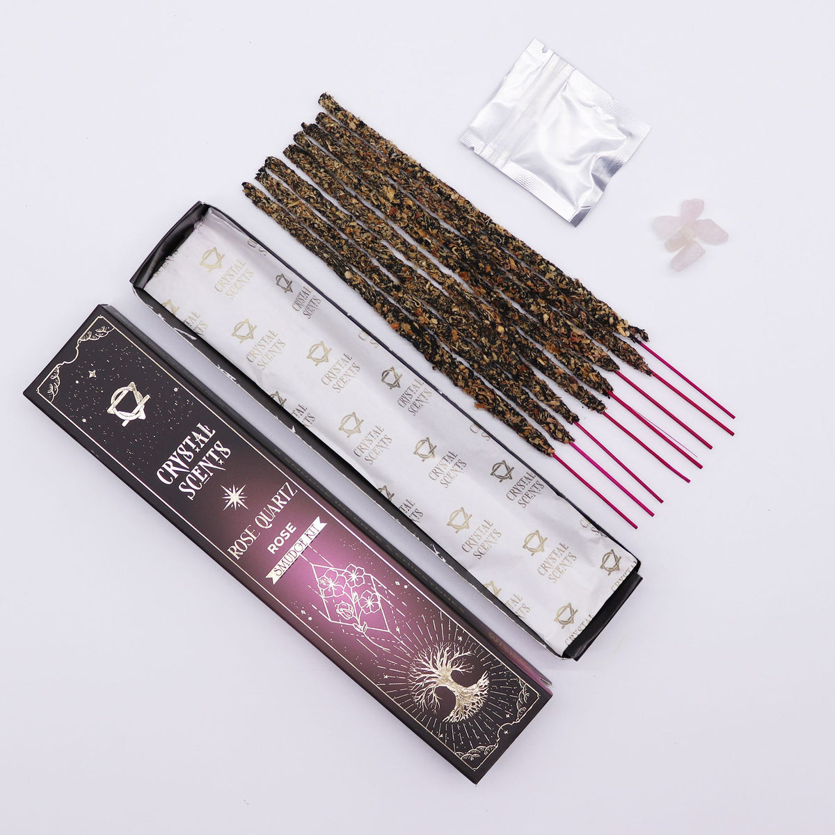 Rose Quartz Crystal Scents Smudge Incense Sticks - Rose – view 7