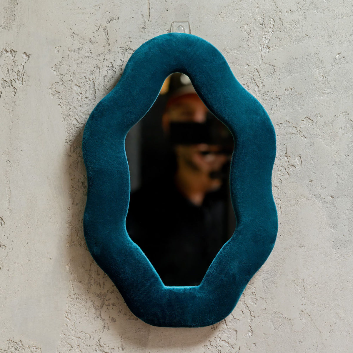 Squiggly Oval Pebble Mirror - Royal Teal - 20.5x32.5cm – view 5