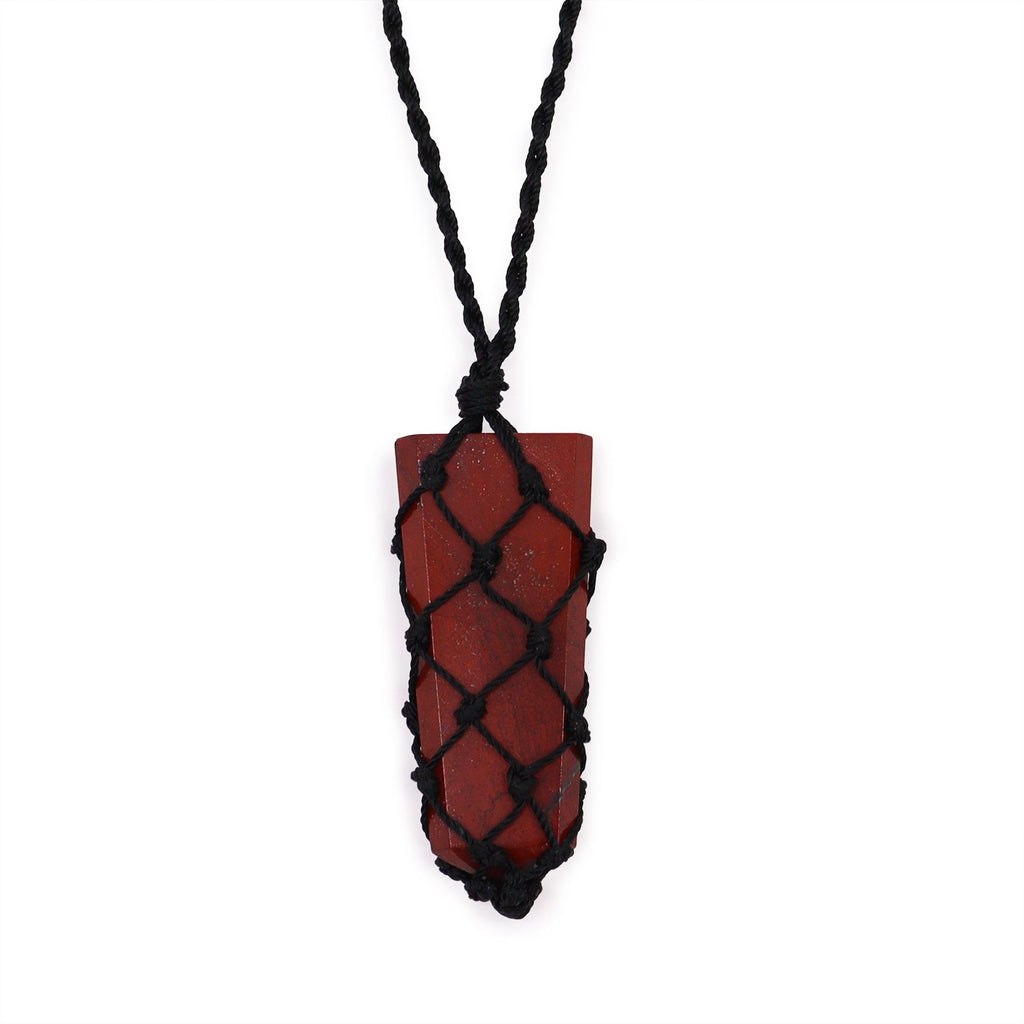 Laced Gemstone Flat Point Pendant - Red Jasper – view 3