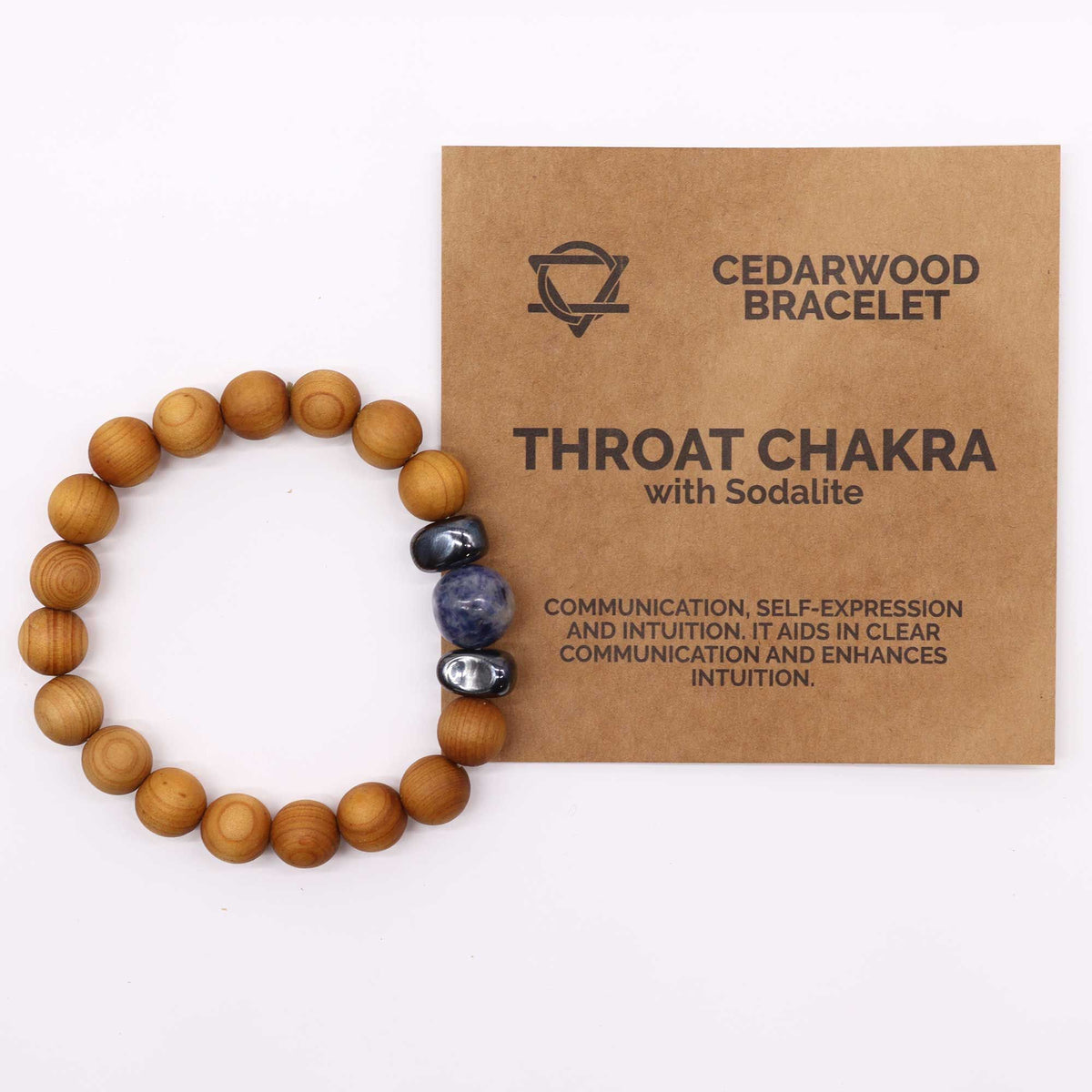 Cedarwood Throat Chakra Bangle with Sodalite – view 2
