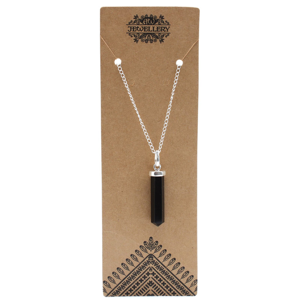 Black Agate Point Pendant Necklace