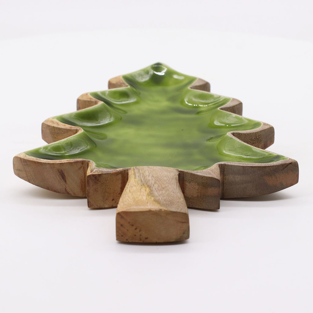Green Enamel Tree Wooden Bowl - 25 x 19 cm – view 4