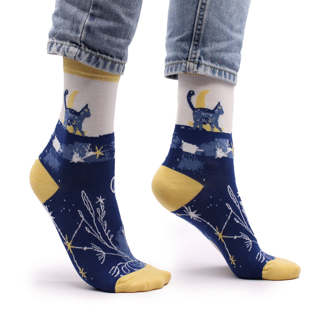Hop Hare Bamboo Socks Midnight Cat Print (36-40) – view 2