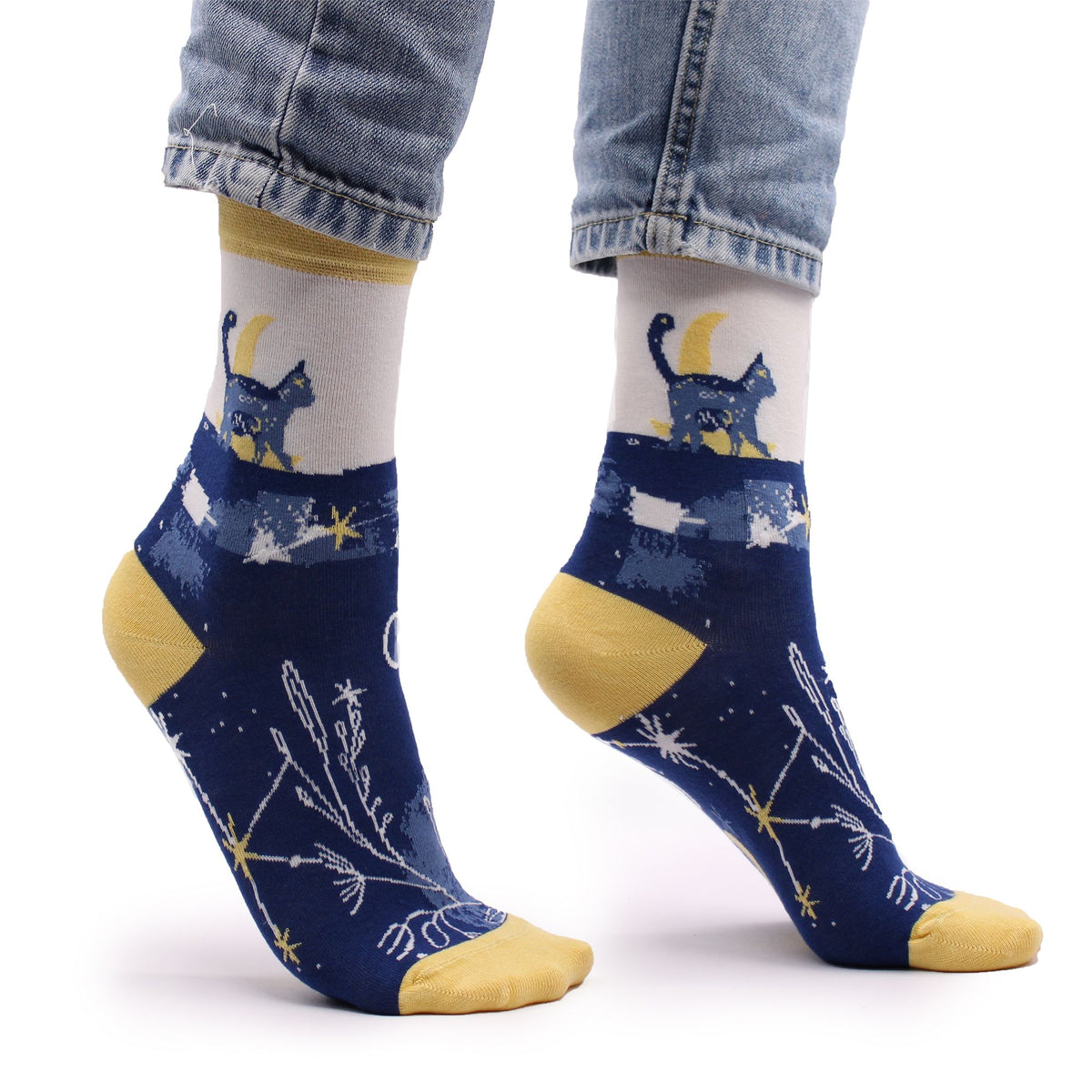 Hop Hare Bamboo Socks Midnight Cat Print (36-40) – view 2