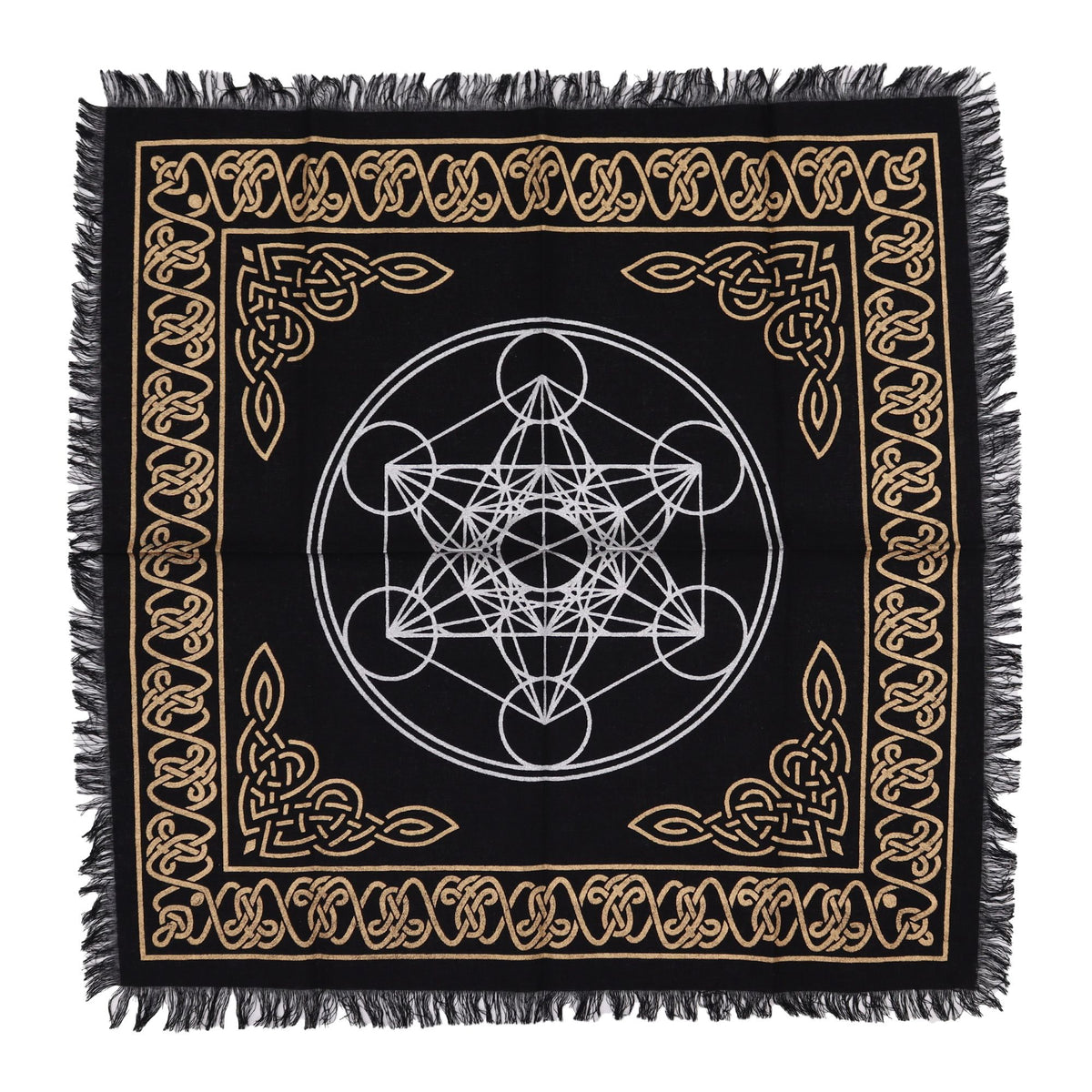 Fringed Altar Cloth with Chakra Chart Design – view 2