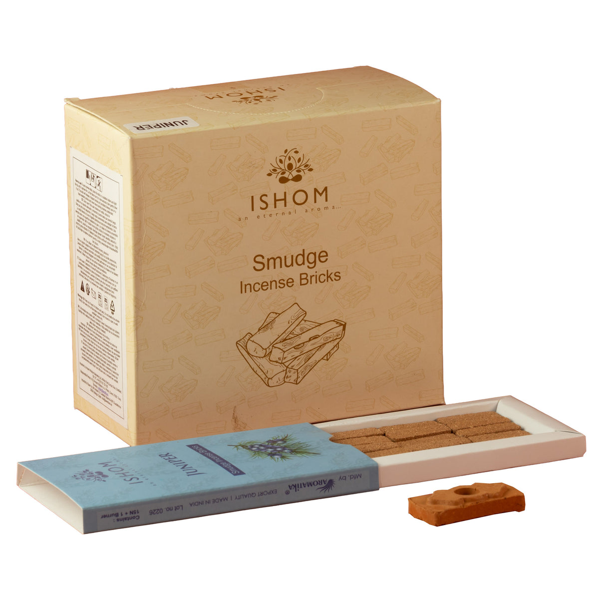 Juniper Incense Bricks Set of 15 with Terracotta Burner – view 2