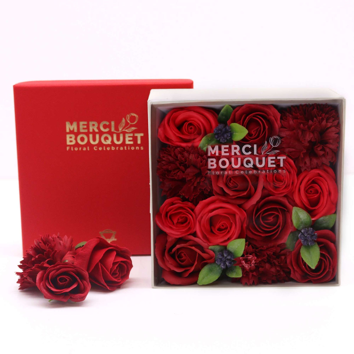 Square Soap Flower Gift Box - Classic Red Roses – view 4
