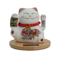 Solar Money Cat, Wooden Base - Pink