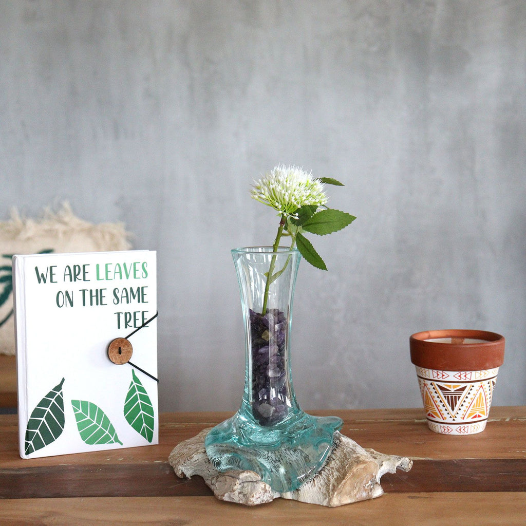 Molten Glass Vase on Whitewash Wood - Small – view 3