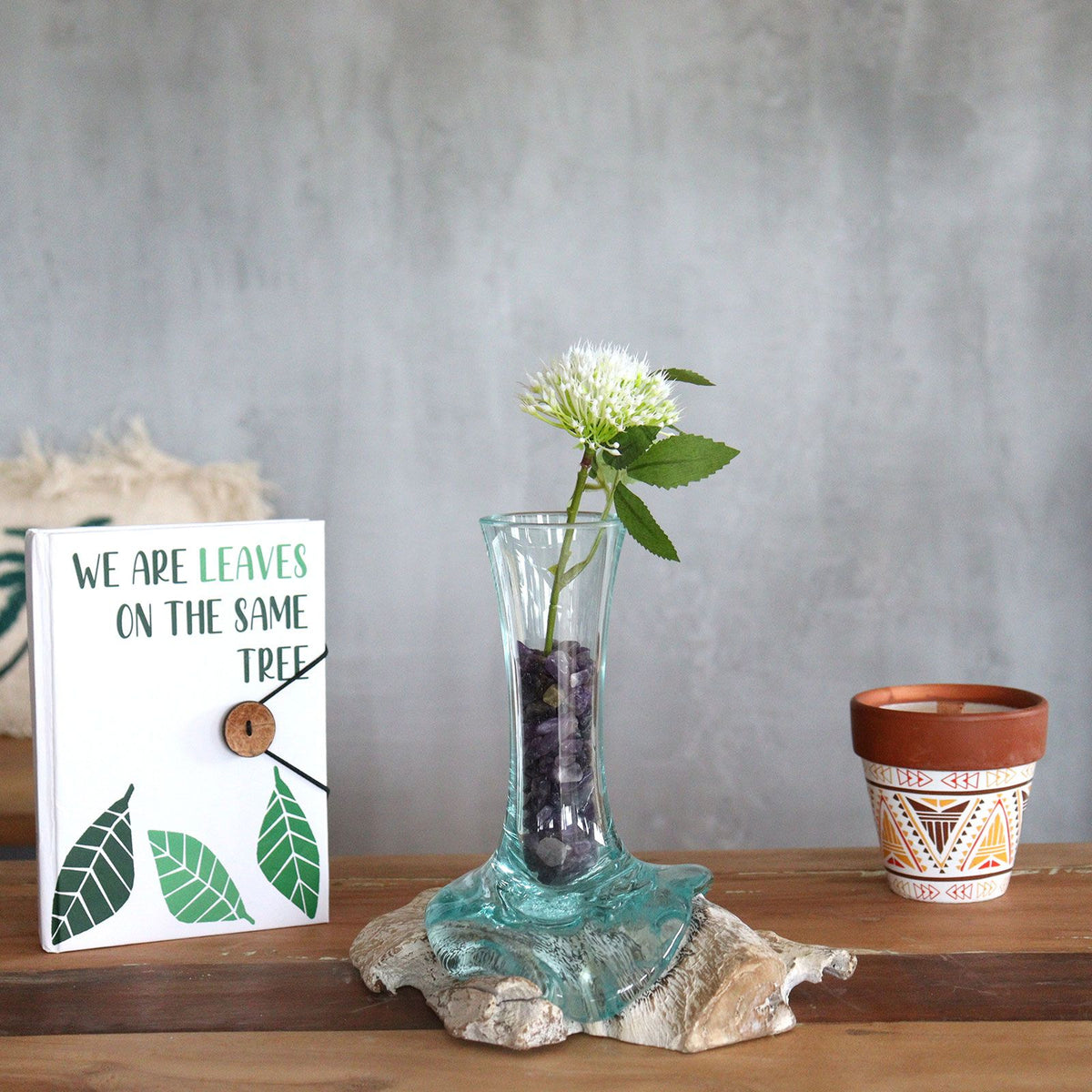 Molten Glass Vase on Whitewash Wood - Small – view 3