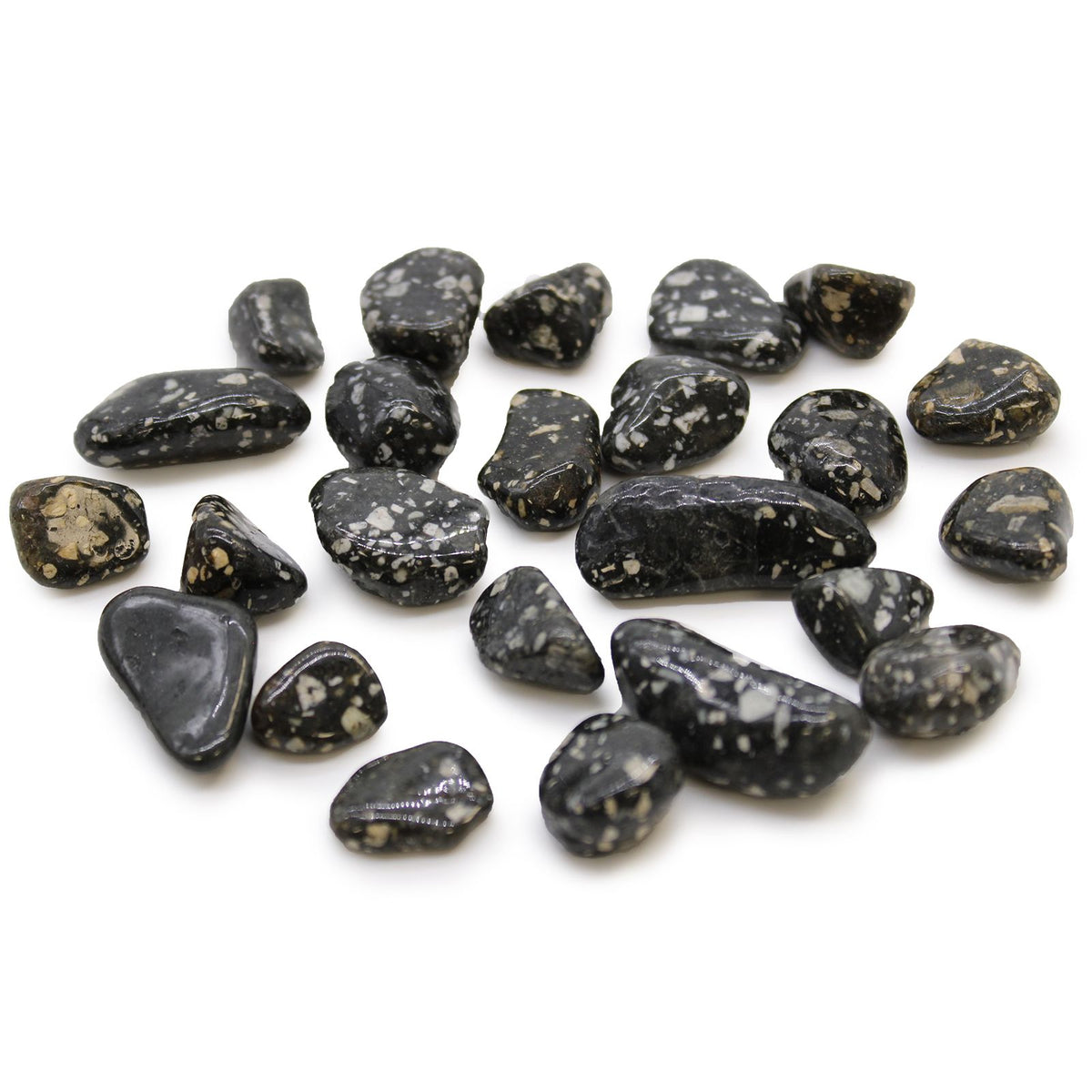 Bag of 24 Small African Tumble Stones - Guinea Fowl – view 2