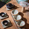 Set of 4 Square Mango Wood Coasters - Tile Pattern